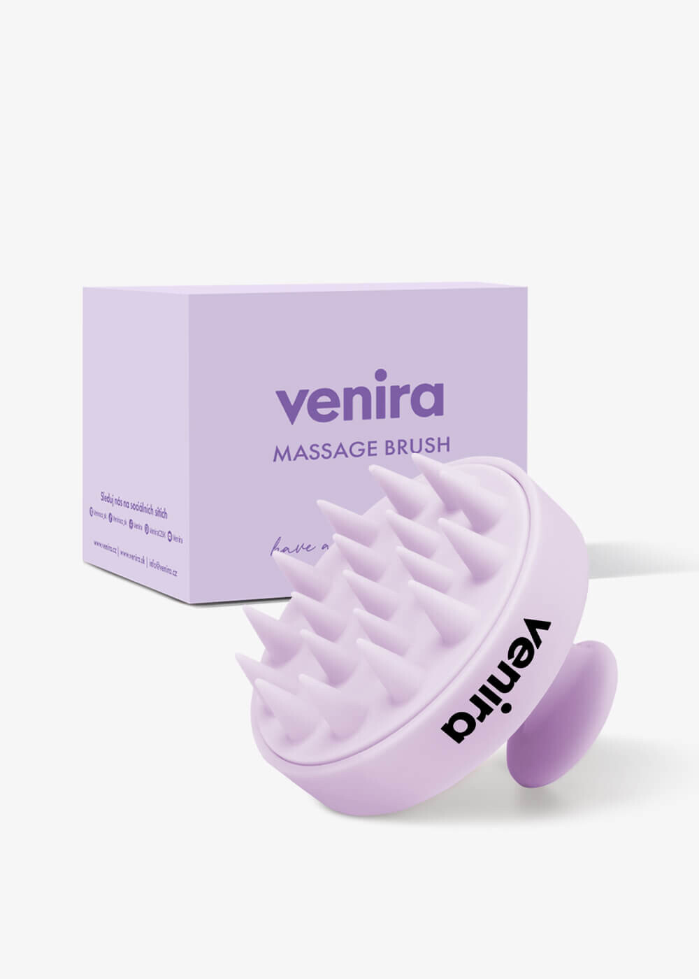 VENIRA stimulující masážní kartáč pro vlasovou pokožku, světle fialový