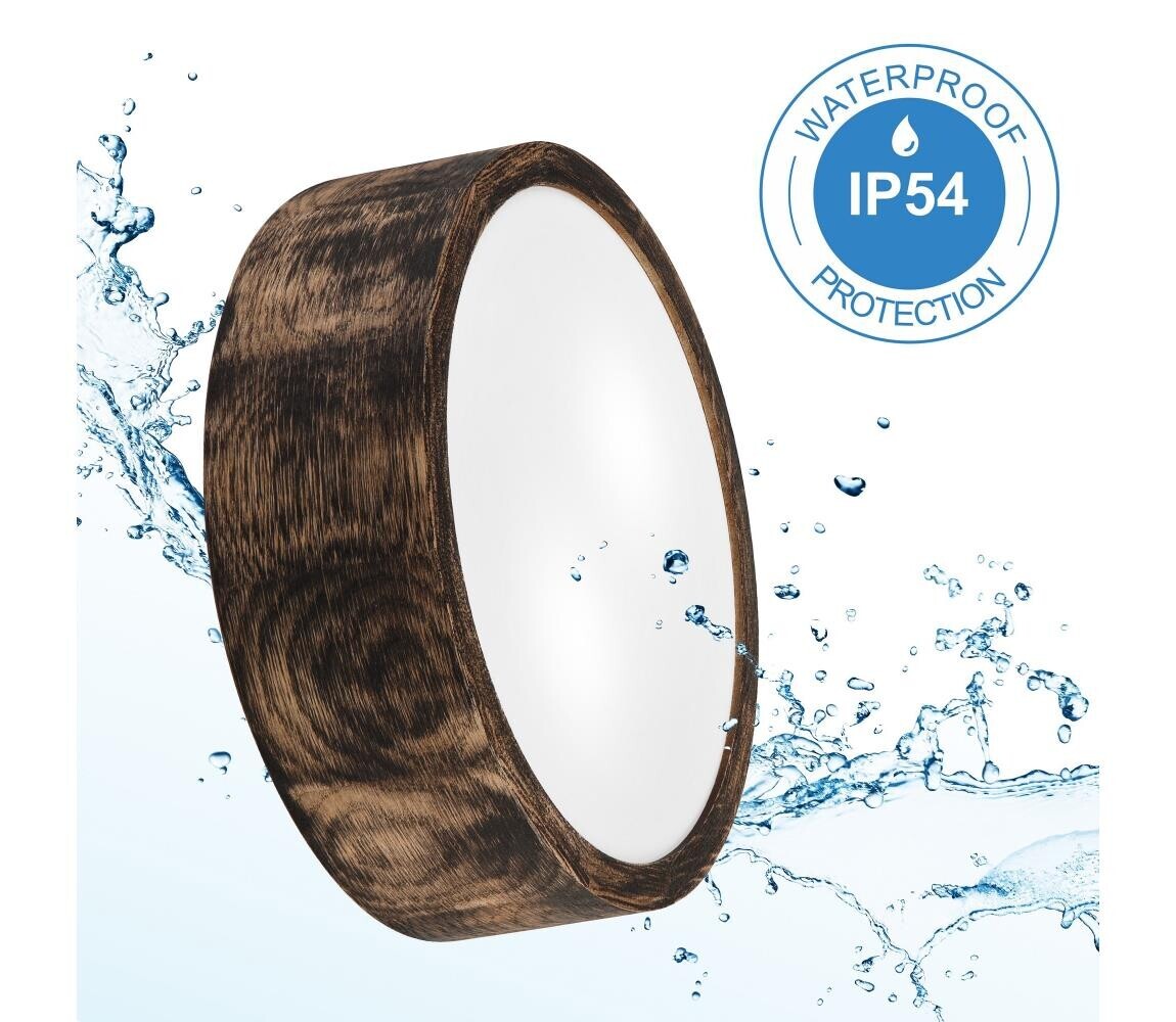 Koupelnové stropní svítidlo OAK SMOKY 2xE27/15W/230V IP54 ø 27,5 cm dub/hnědá