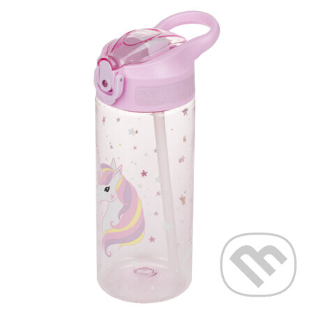 BAAGL Tritanová fľaša na nápoje so slamkou Rainbow Unicorn, 500 ml - Baagl