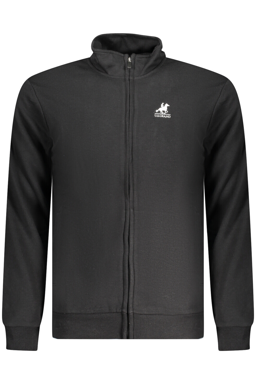 US GRAND POLO MEN'S BLACK ZIP-UP SWEATSHIRT