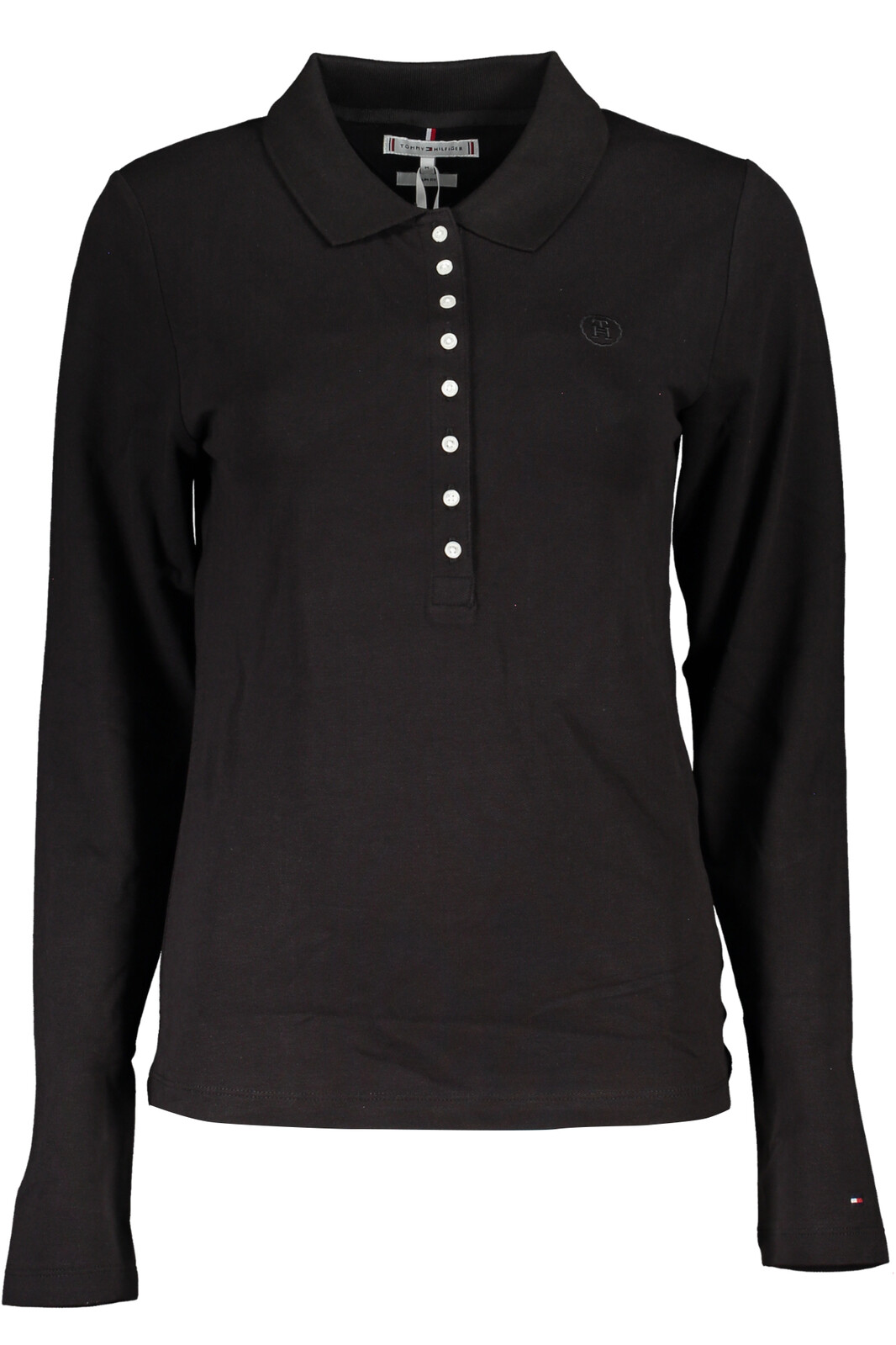 TOMMY HILFIGER WOMEN'S LONG SLEEVE POLO SHIRT BLACK