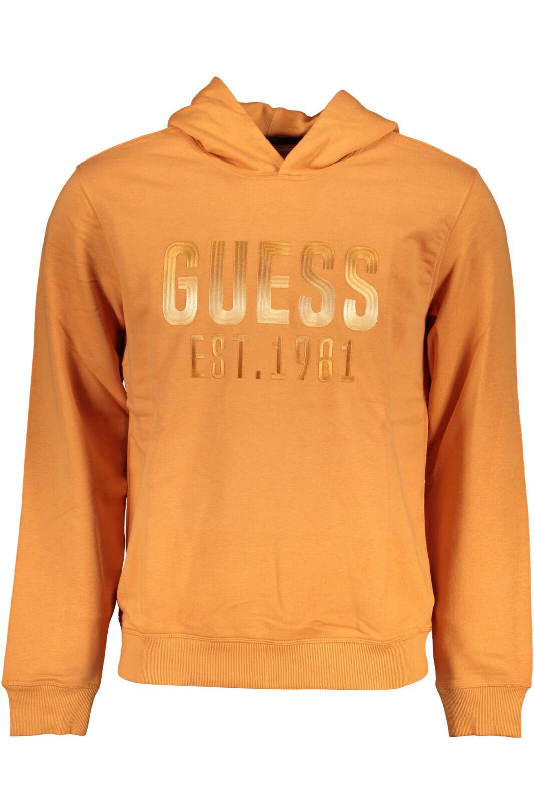 GUESS JEANS MEN'S ORANGE ZIPLESS SWEATSHIRT