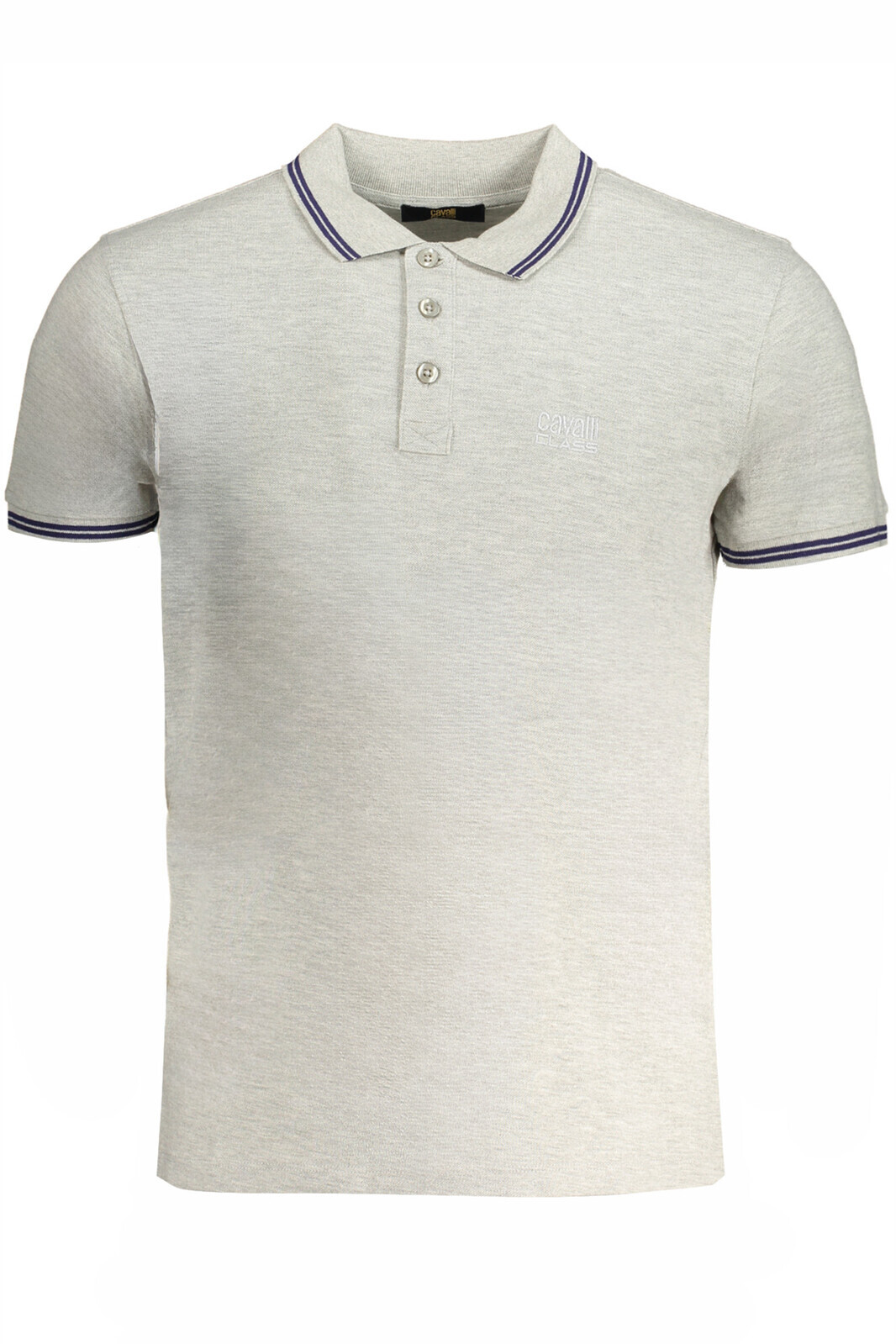 CAVALLI CLASS MEN'S GRAY SHORT SLEEVED POLO SHIRT