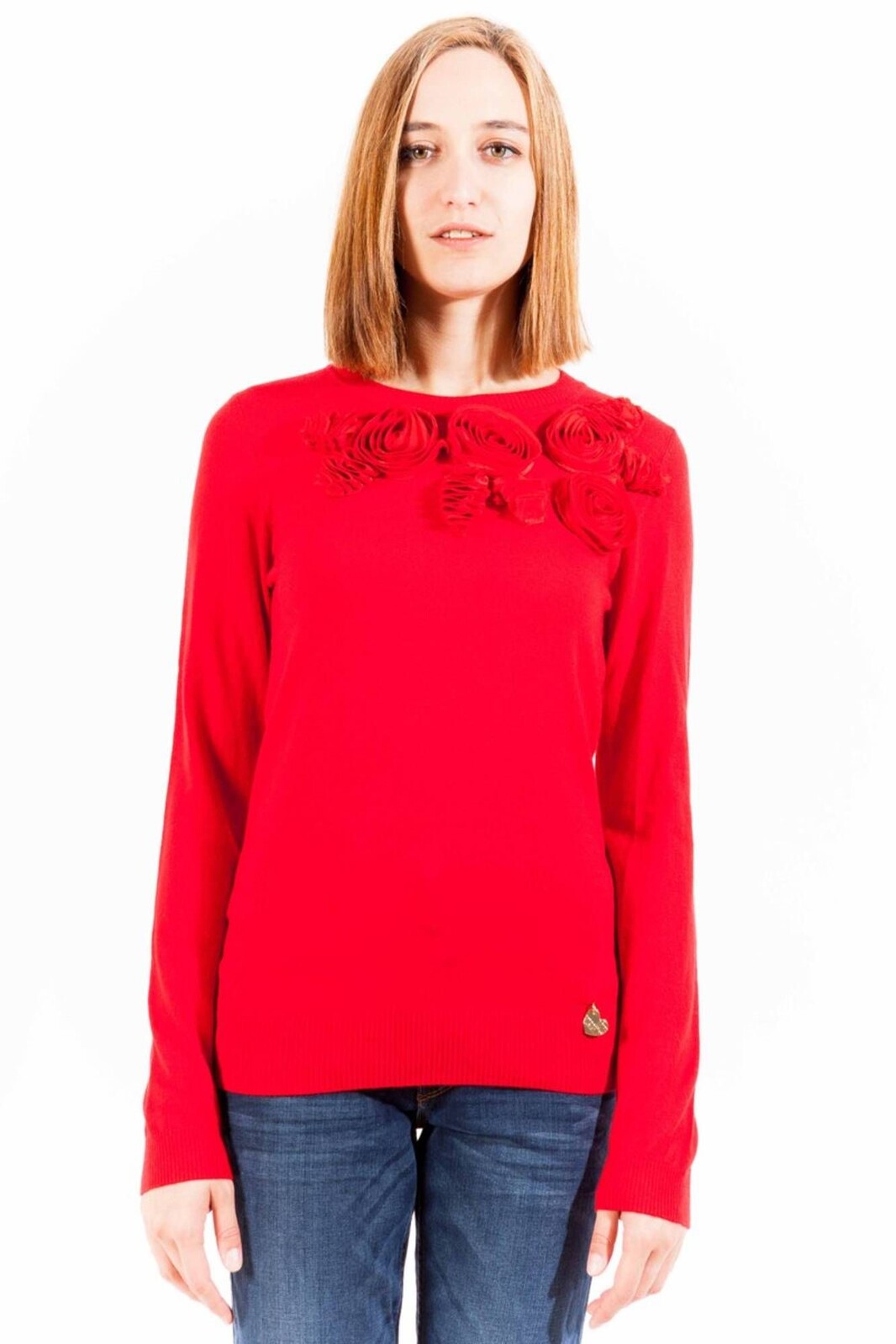 LOVE MOSCHINO RED WOMAN SWEATER