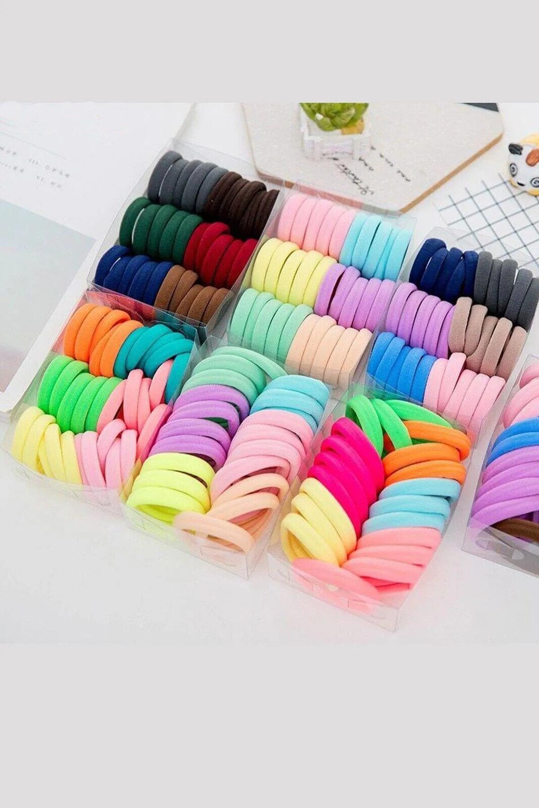 06891 Dewberry Set of 100 Elastic Hair Ties-MULTICOLOR