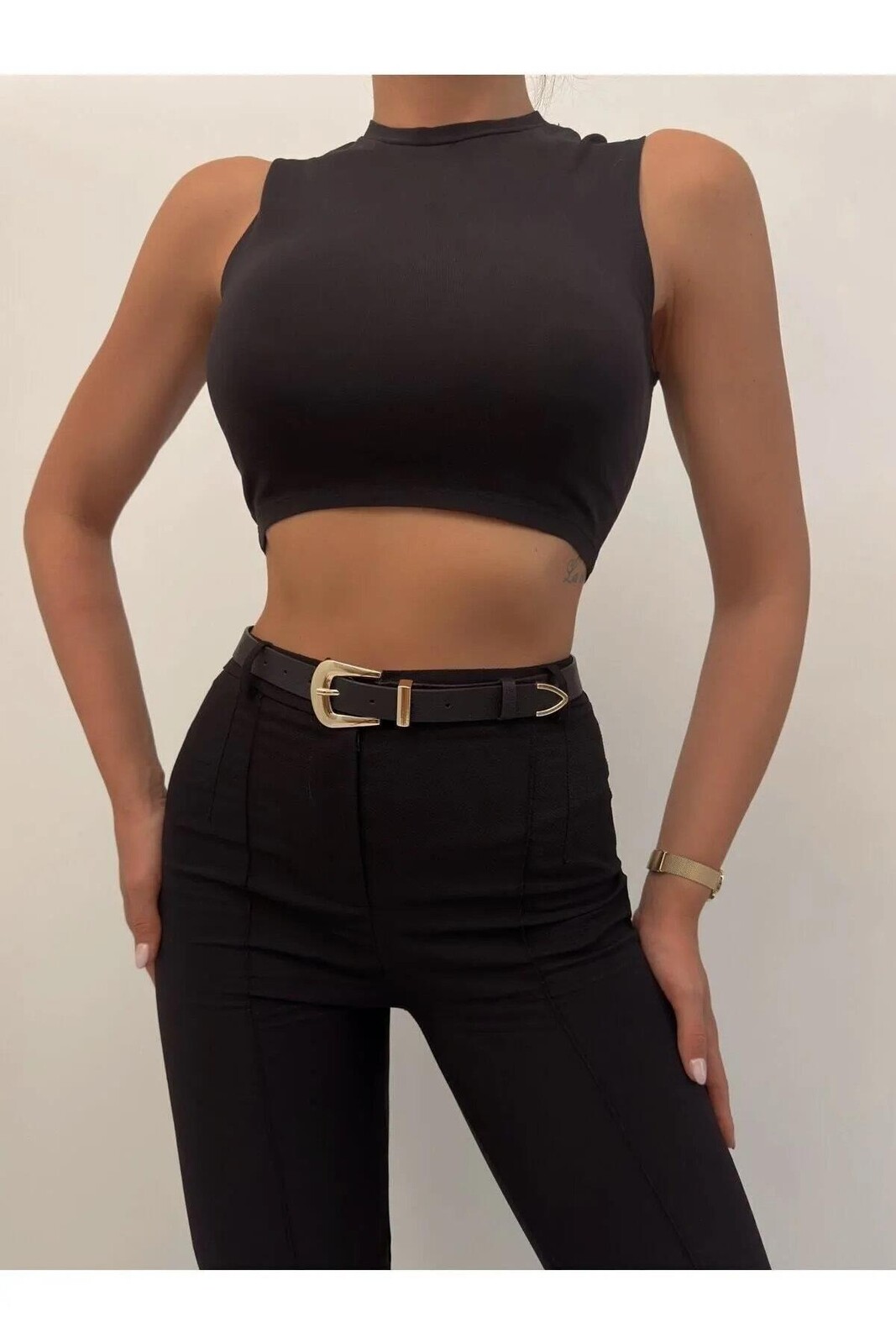 64824 Dewberry Womens Trouser Belt-BLACK-GOLD