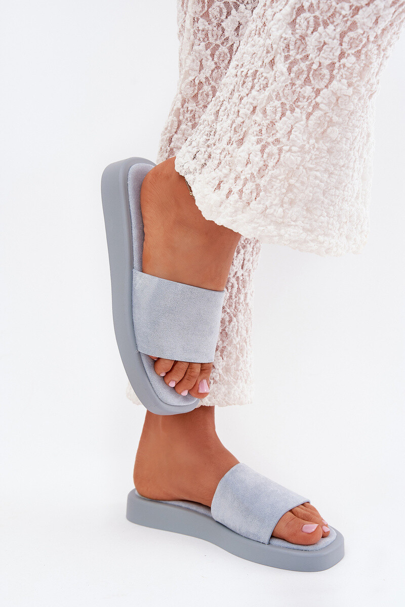 Boto Dámské Sandály Na Platformě Z Eko Semiše Světle Modré Jorina