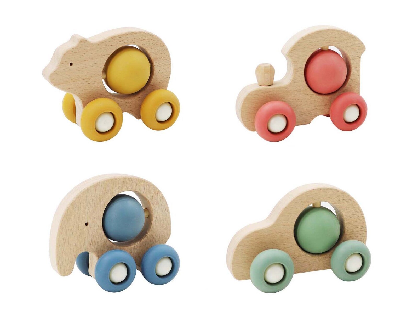 Auto zvířátko s kuličkou dřevěné