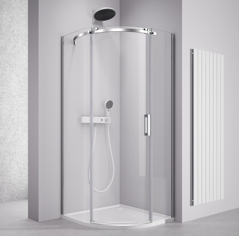 POLYSAN THRON ROUND čtvrtkruhová sprchová zástěna 900x900, čiré sklo, levá TL2690-5005