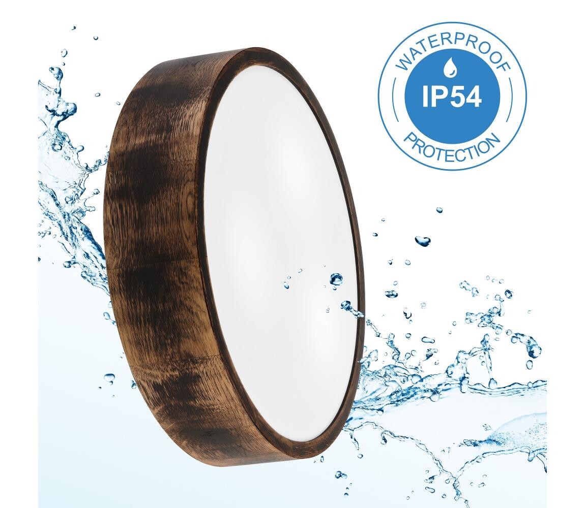 Koupelnové stropní svítidlo OAK SMOKY 3xE27/15W/230V IP54 ø 37,5 cm dub/hnědá