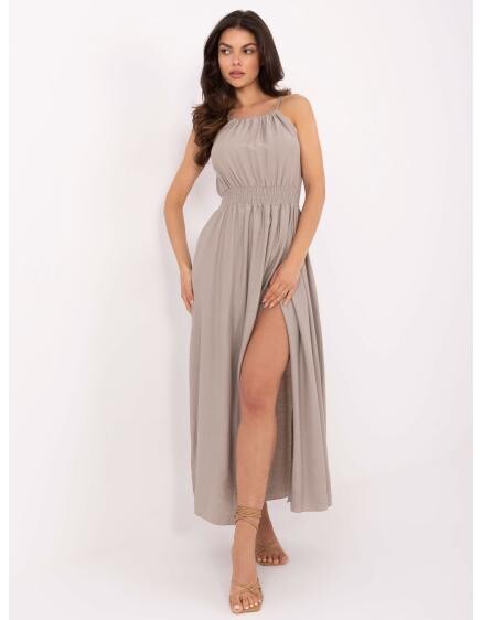 Tmavě béžové rozevláté šaty na léto