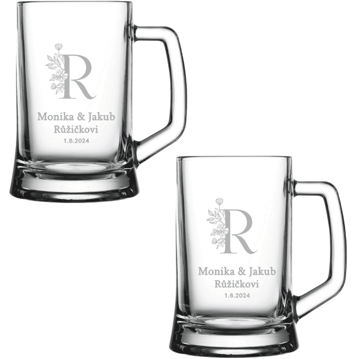 Dekorant Svatební sada pivních půllitru v saténovém balení NOVOMANŽELÉ 2KS