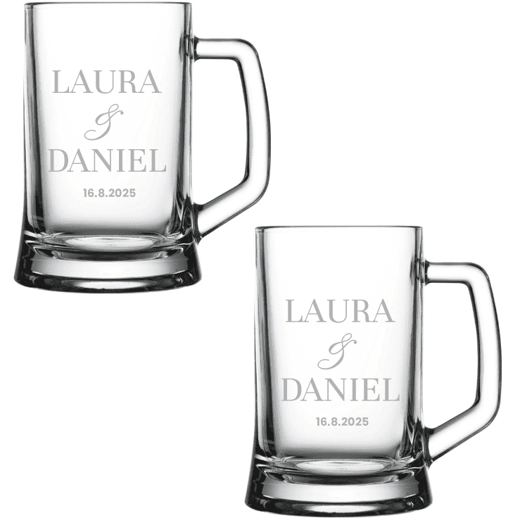 Dekorant Svatební sada pivních půllitru v saténovém balení SIMPLE 2KS