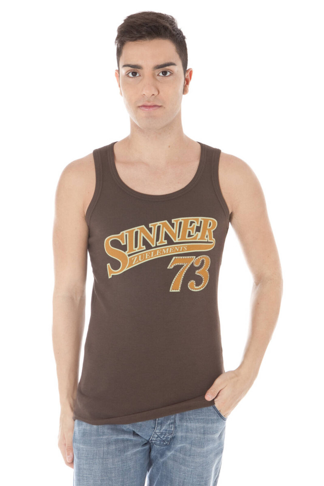 ZUELEMENTS BROWN MEN'S TANK