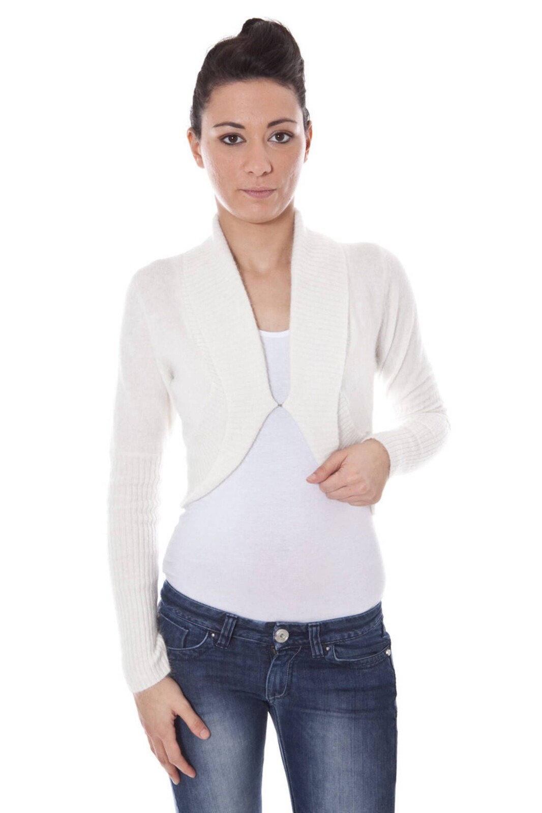 DATCH SHRUG LONG SLEEVE WOMAN WHITE