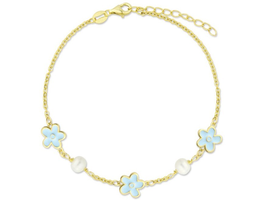 Náramek Pomněnky se sladkovodní perlou zlatý stříbro 925 2949