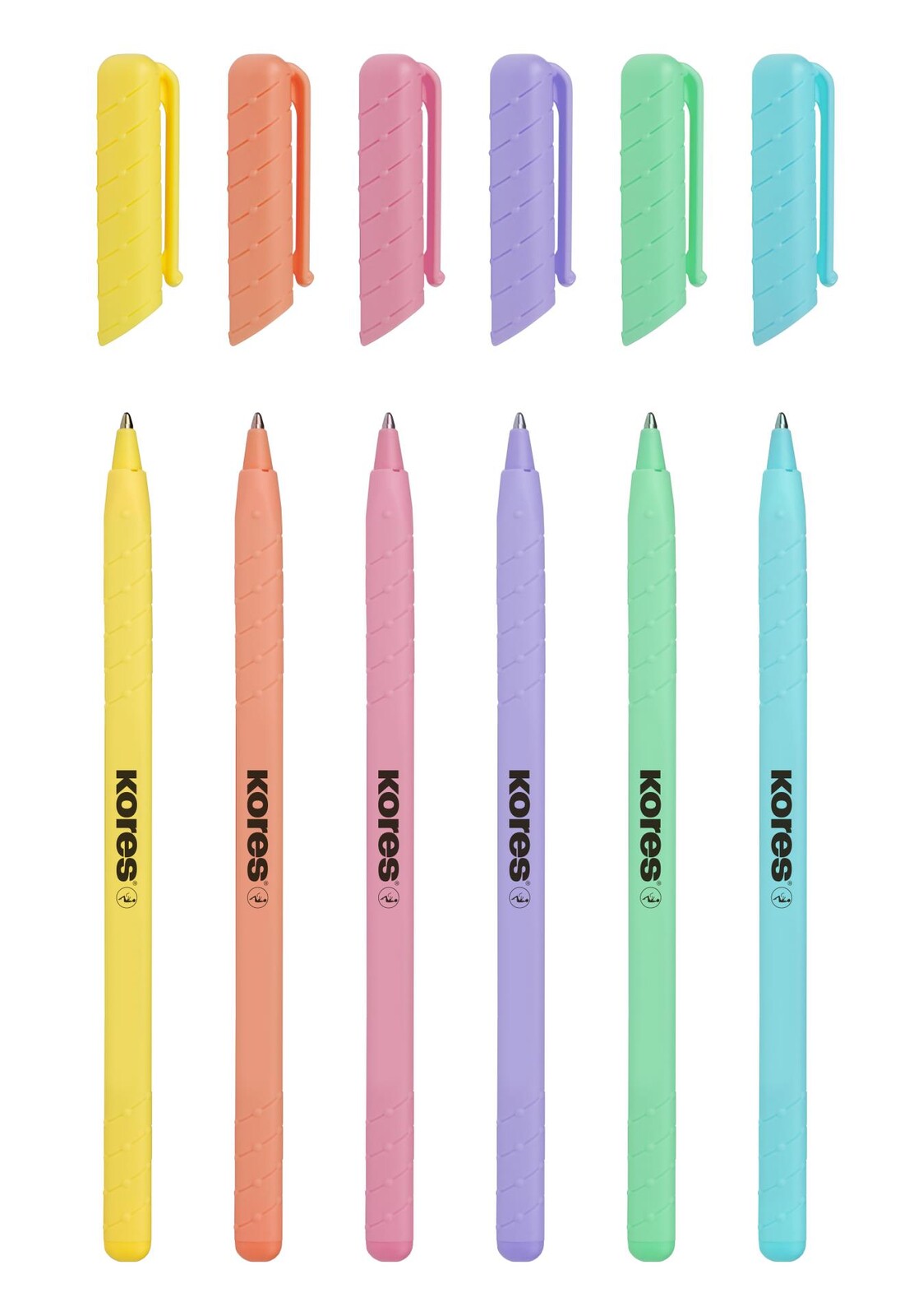 Kuličkové pero Kores K0 Pen - trojhranné tělo, sada 6 pastelových barev