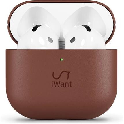 iWant kožený kryt pro AirPods 4/4 (ANC) hnědá