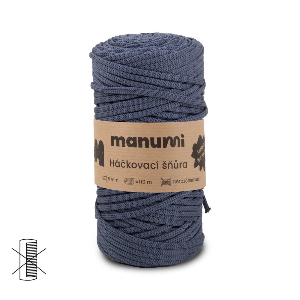 Manumi háčkovací polyesterová šňůra 5 mm denimová - 1 ks