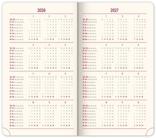 Kapesní diář Essenza 2026 oříšek