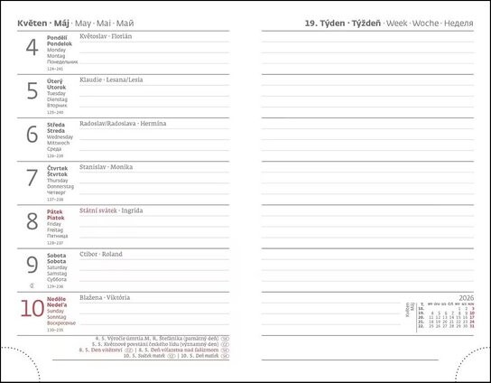 Náhradní náplň pro koženkové desky Flip 2026 A6/S týdenní