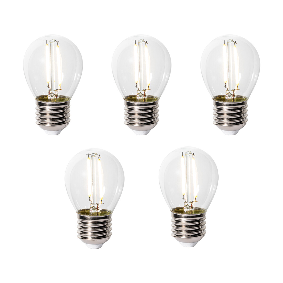 Sada 5 ks E27 dimbare LED lamp P45 helder glas 3W 250 lm 3000K