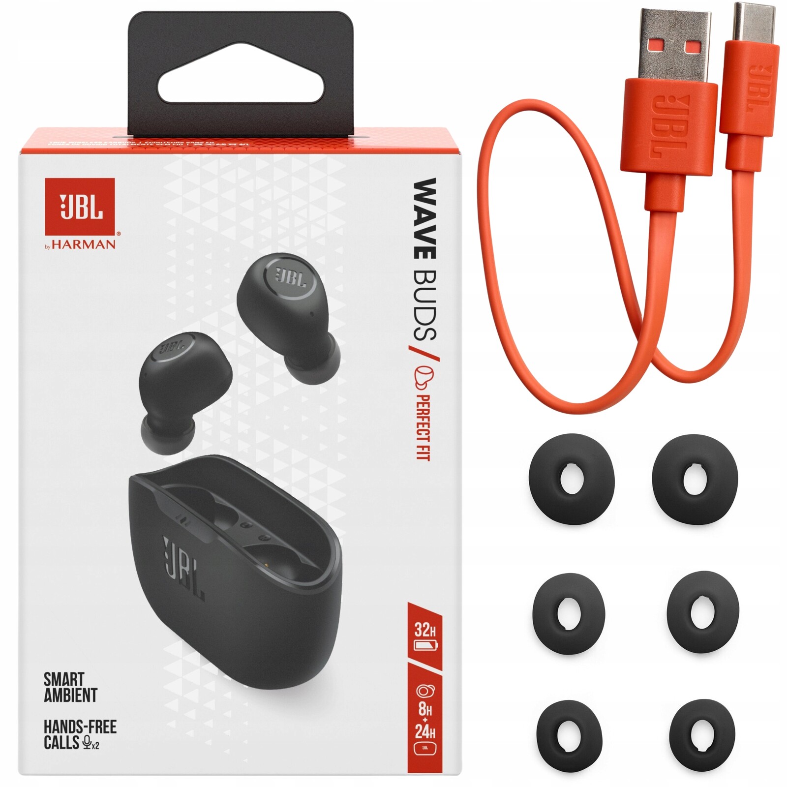 Bezdrátová Sluchátka Jbl Wave Buds S Bluetooth Mikrofonem, Černá