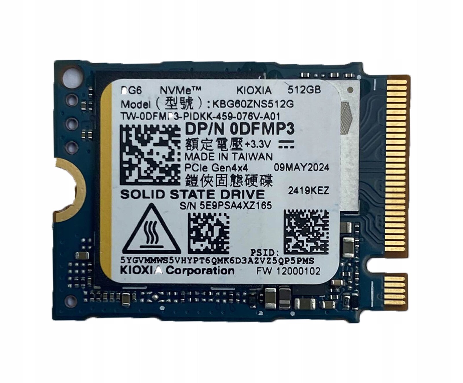 Ssd disk Kioxia KEG60ZNS512G 512GB PCle Gen 4x4 NVMe M.2 2230 Ssd