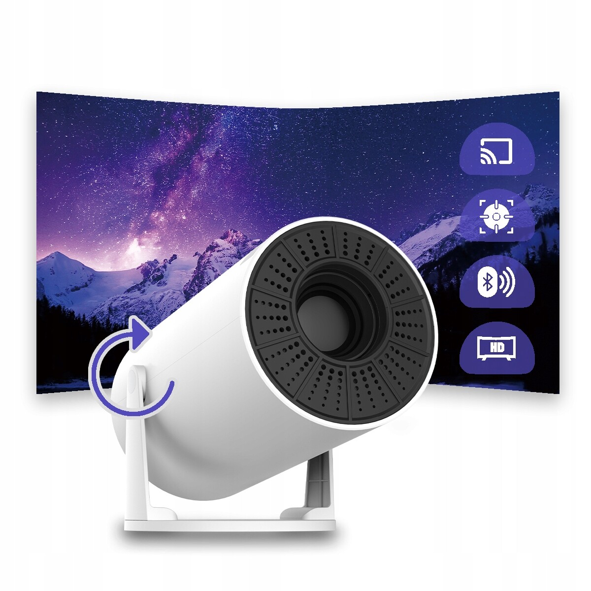 Projektor Mini Projektor KVR01 Přenosný Wifi Full Hd Smart Tv 4K Otočný