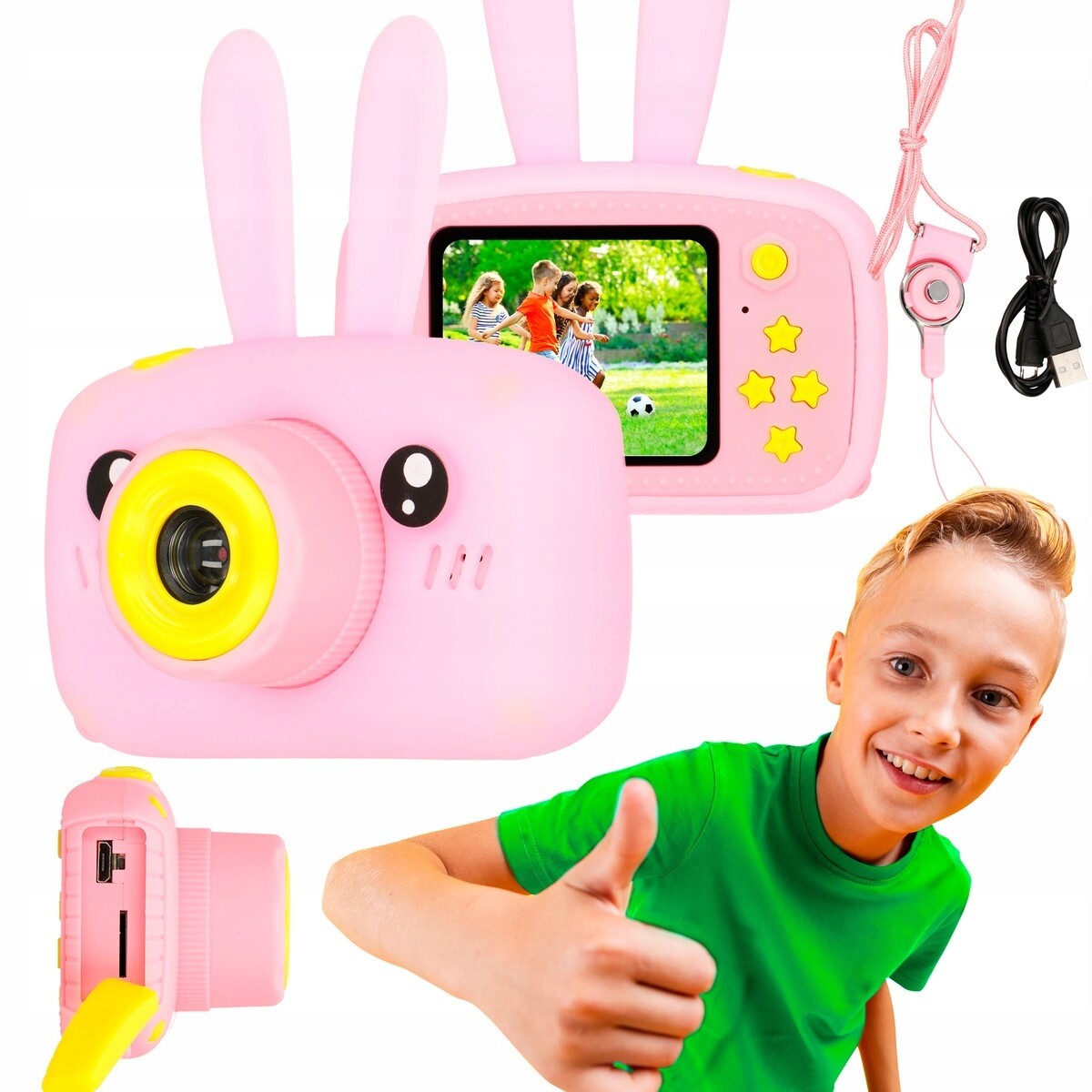Extralink Kids Camera H23 Růžová Digitální fotoaparát 1080P 30fps, zobrazení
