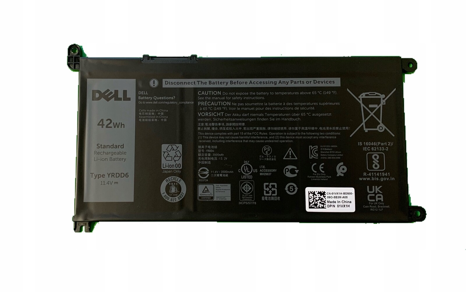 Nová Originální Baterie Pro Notebook Dell YRDD6 42Wh Inspiron 5482 5584 3781
