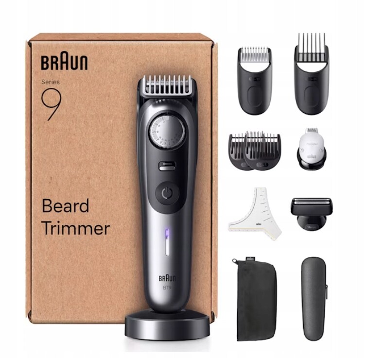 Braun Střihací strojek na vousy Serie 9, BT9545, Chrom