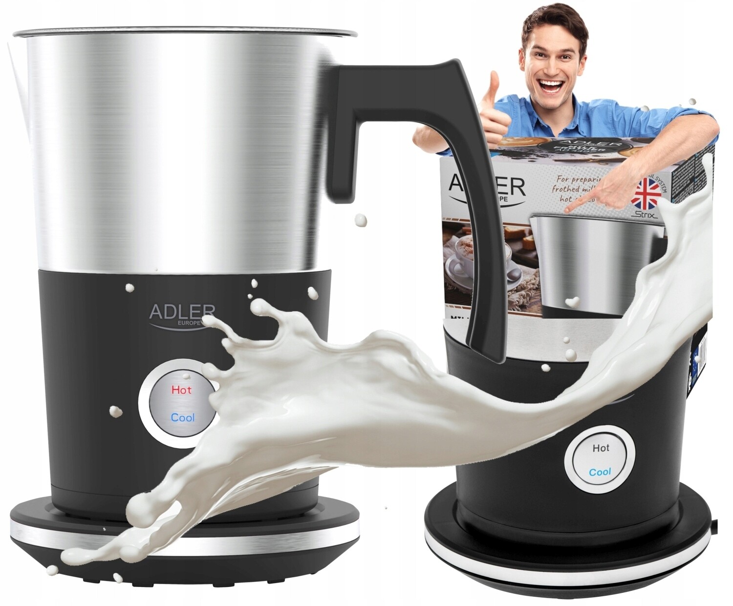 Napěňovač Mléka Ohřívač 2v1 1000W Elektrický