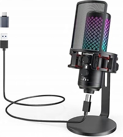 Zealsound jednosměrný mikrofon Usb Rgb gaming PS5 Pc streaming podcast