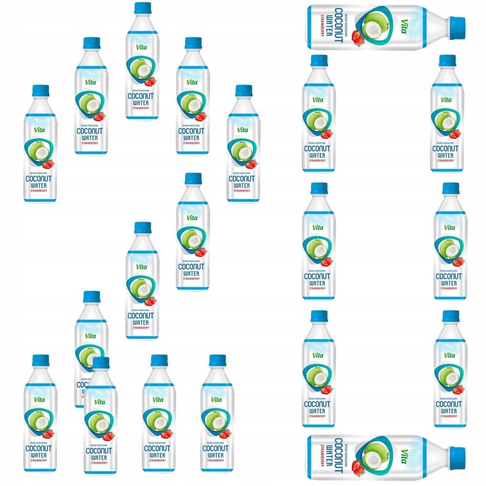 15 x Zdravá přírodní kokosová voda Coconut Water 100% Jahoda 500 ml Vita