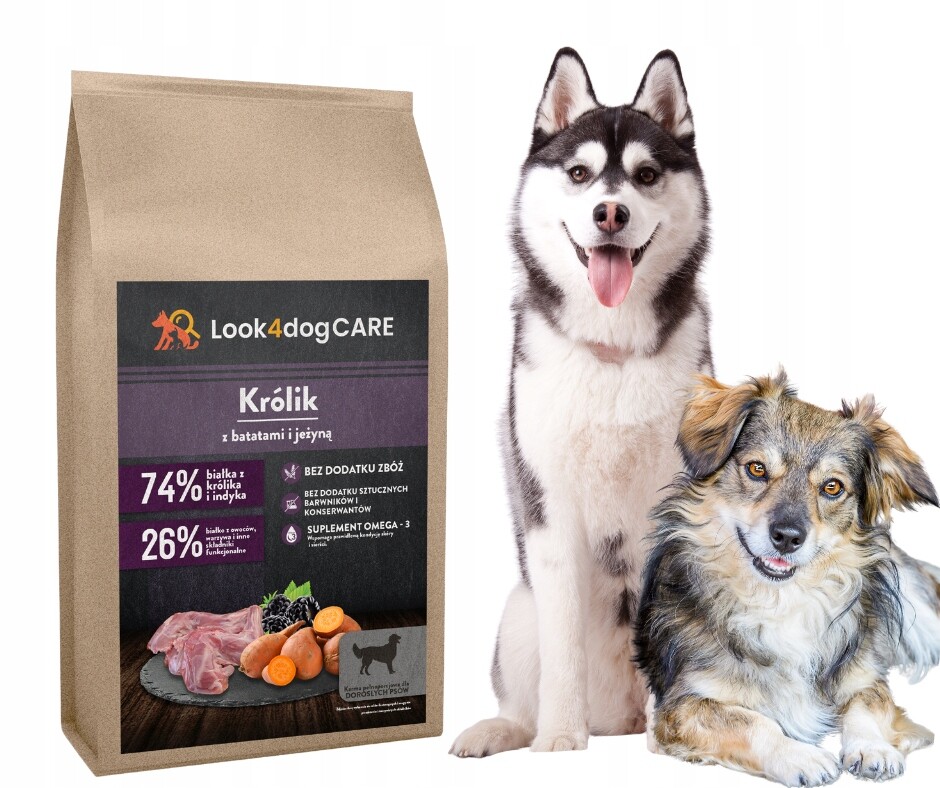 Krmivo pro psy Look4dog Care králík krůta jemné maso bez obilovin 12 kg
