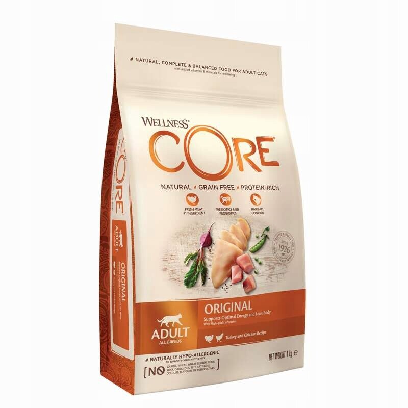 Wellness Core Original pro dospělé kočky krůta a kuře 4 kg