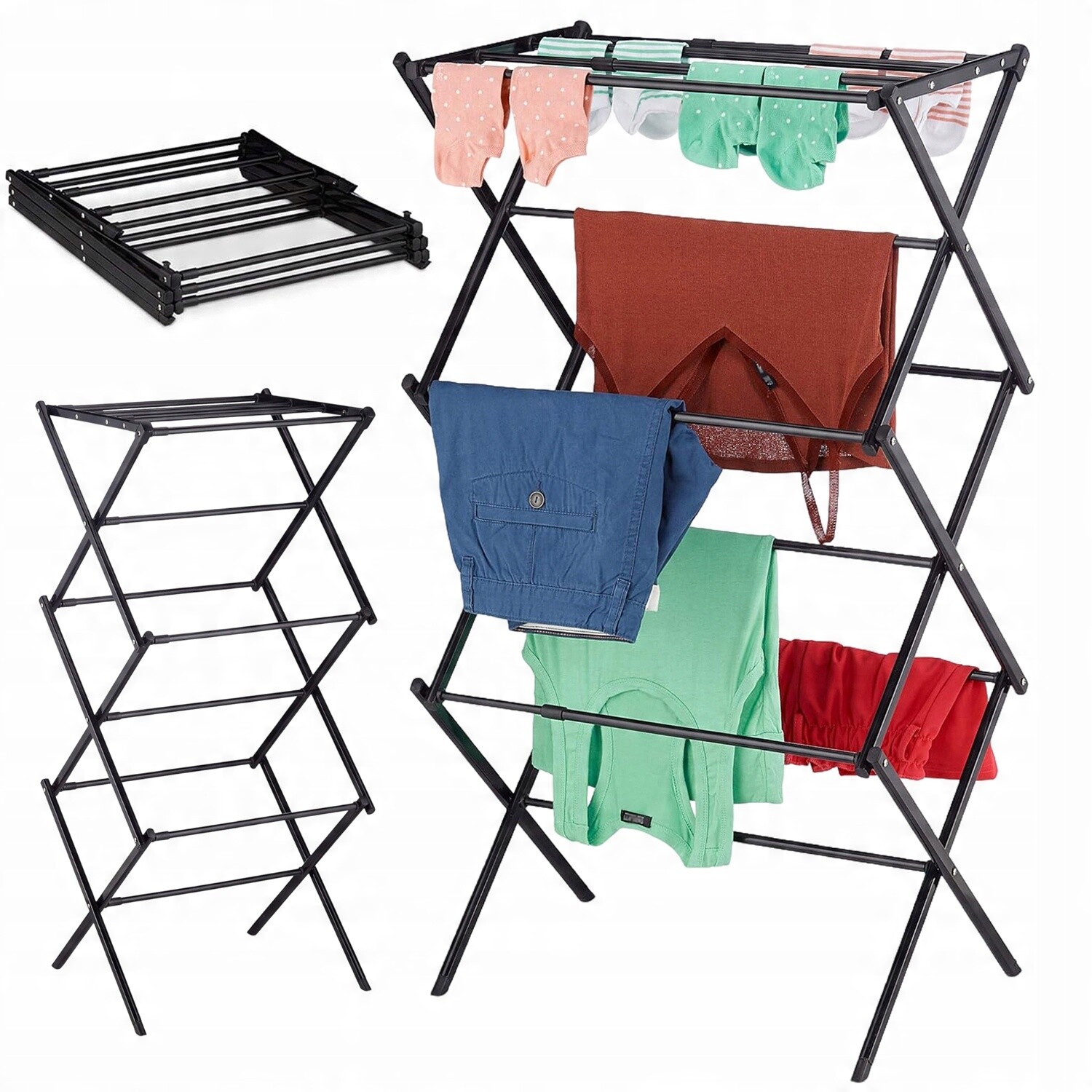 Rozkládací Vertikální Sušák Na Prádlo, Stojící Sušák, Balkonová, 3 Úrovně