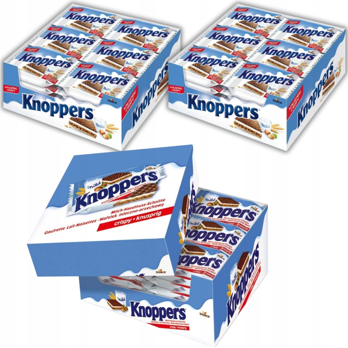 Knoppers 72ks Originální Mléčně-oříškové vafle Sada 3 balení