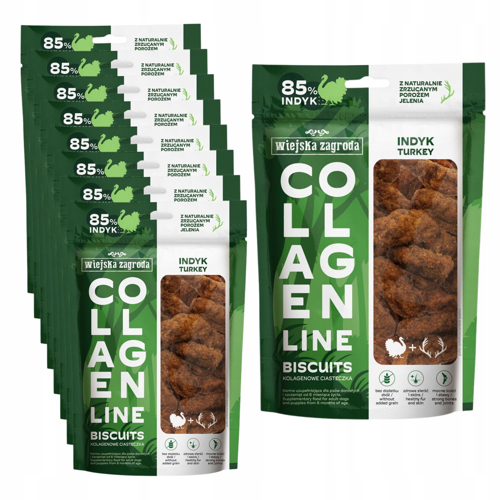Psí pamlsek Wiejska Zagroda kolagenové sušenky krůta 8x90g Set