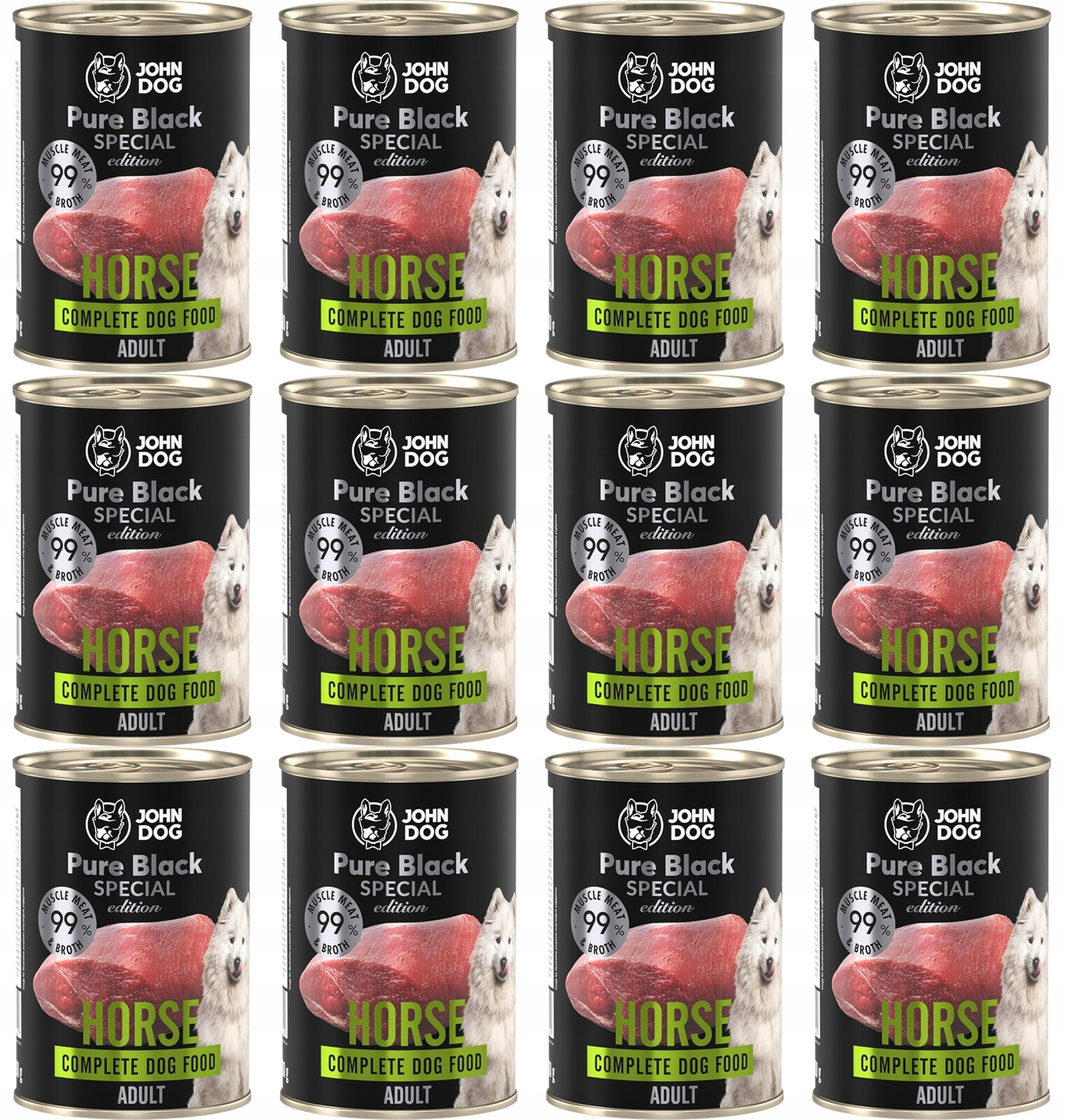 John Dog Pure Black Speciální Edice Koňské maso 12 x 400 g