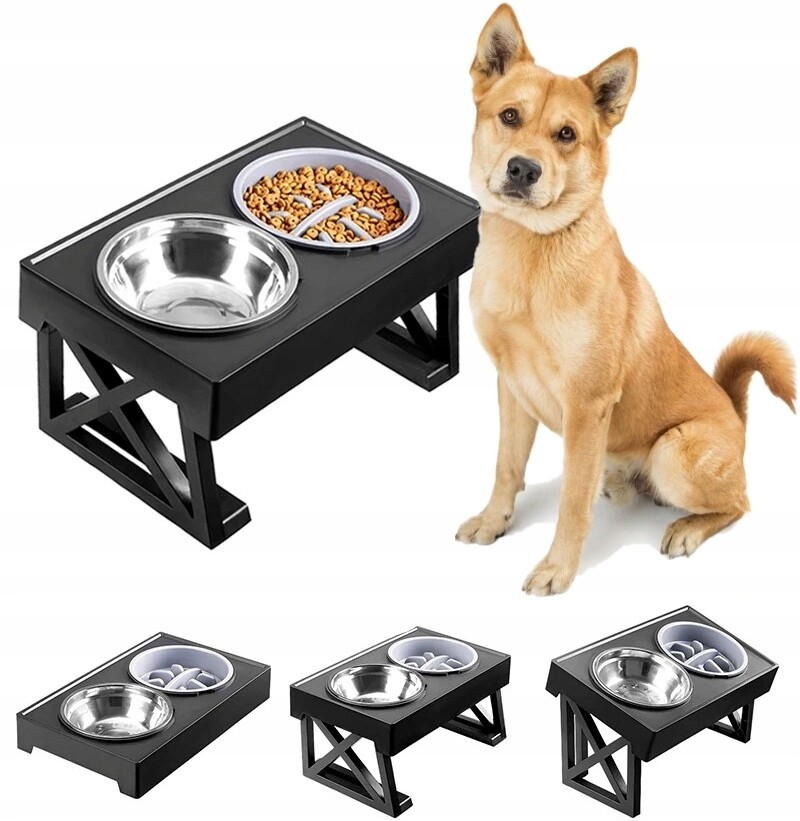 Miska pro psa Dvojitý stojan Nastavitelná výška Sklon na stojanu M02