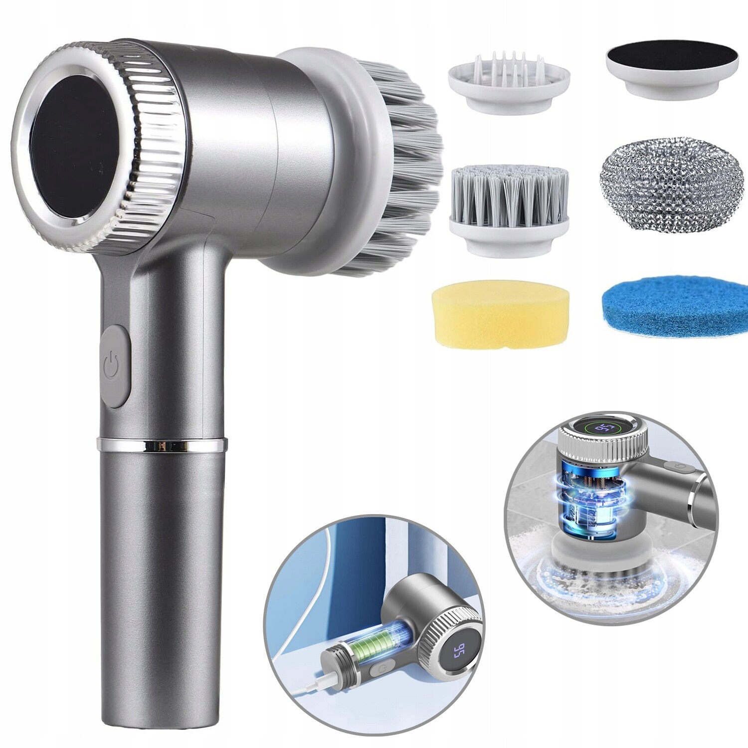 6V1 Rotační Elektrický Kartáč Pro Čištění Domácího Úklidu