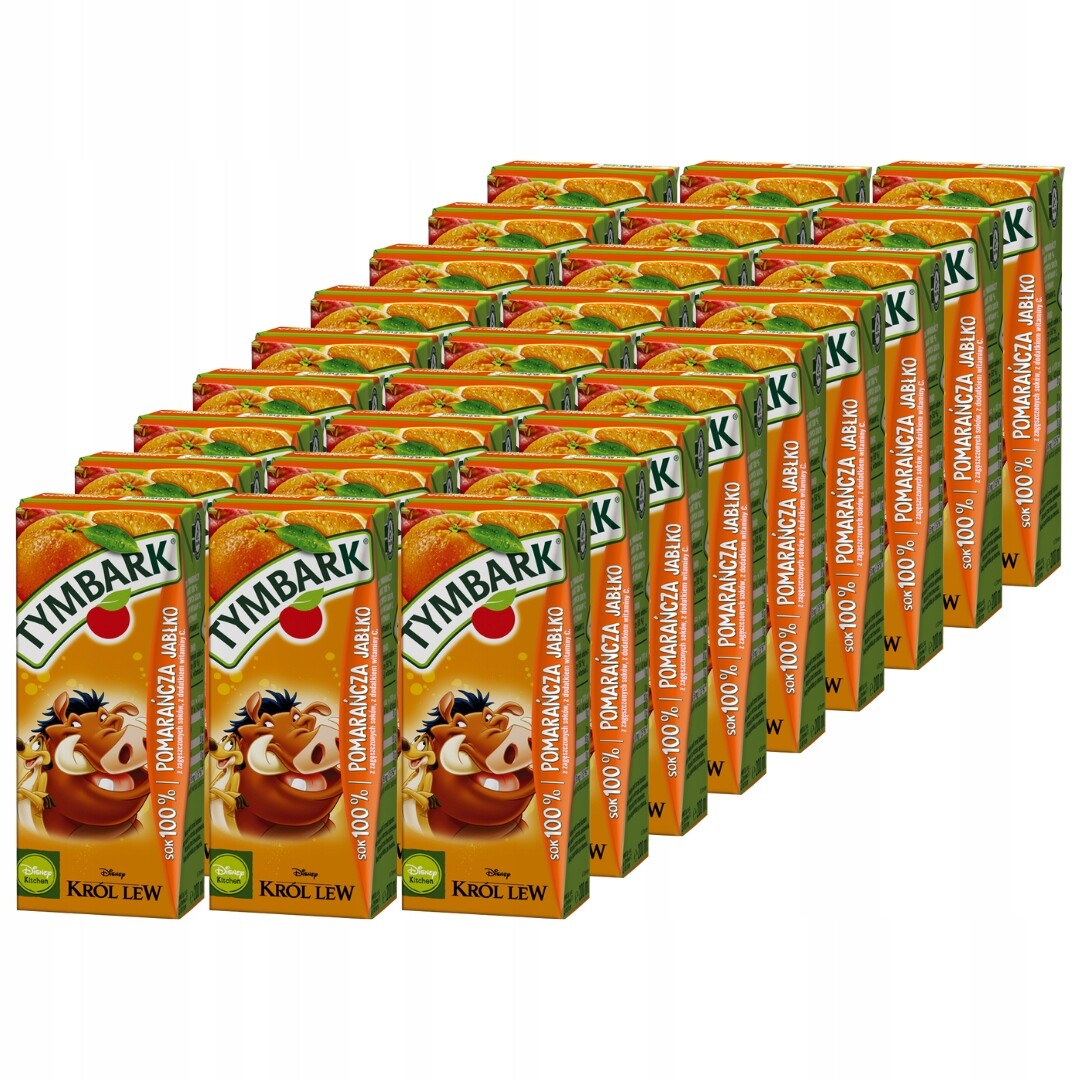 Tymbark Šťáva 100% jablko-Pomeranč 200 Ml x 27 kusů