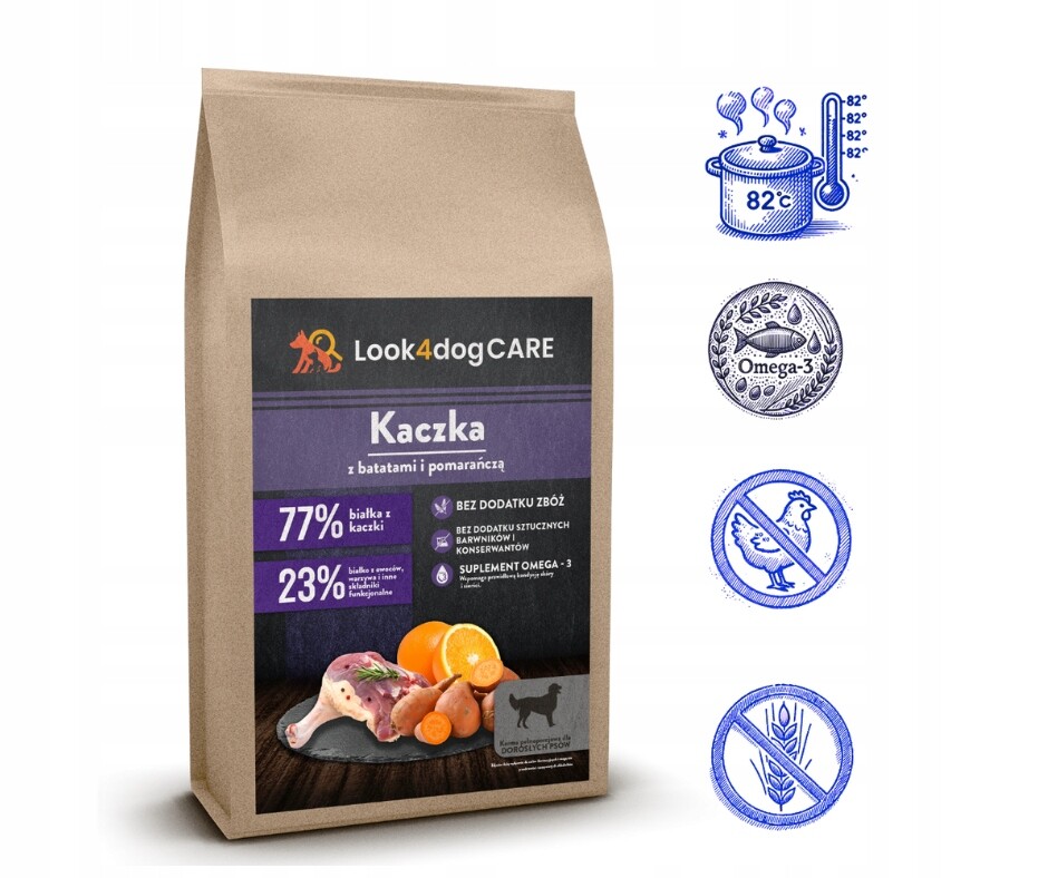 Suché krmivo pro dospělé psy kachna a batáty 12kg