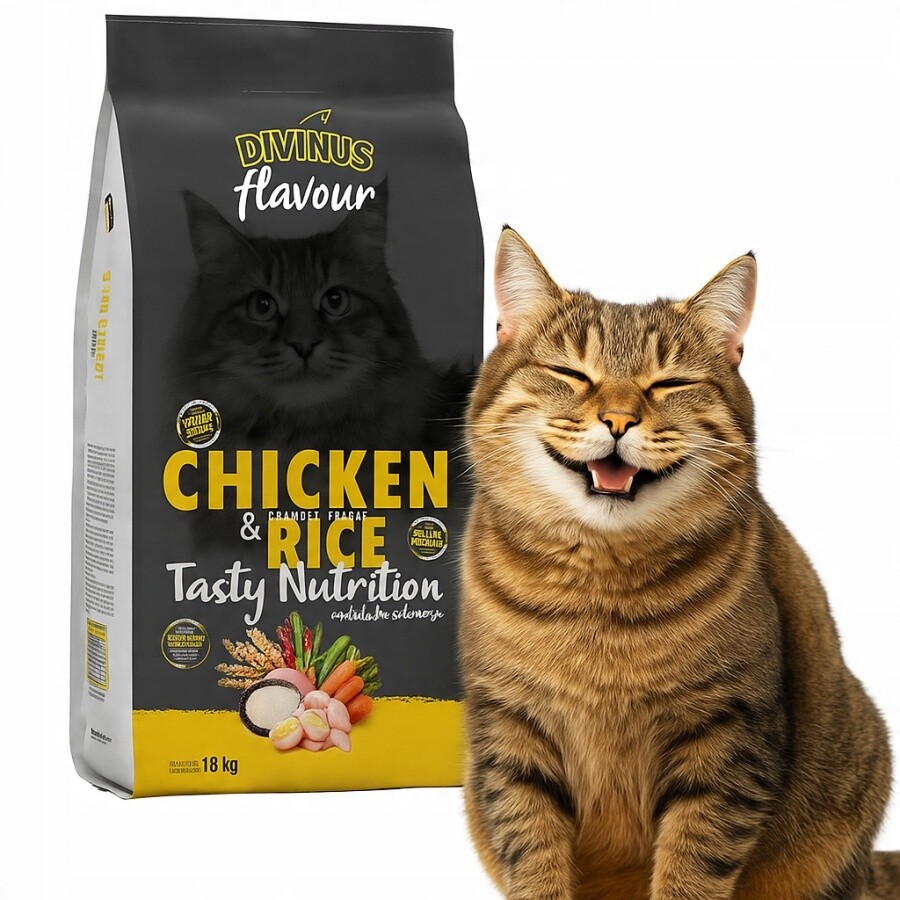 Suché Krmivo Divinus Flavour Kuře s rýží pro dospělé kočky 18 kg