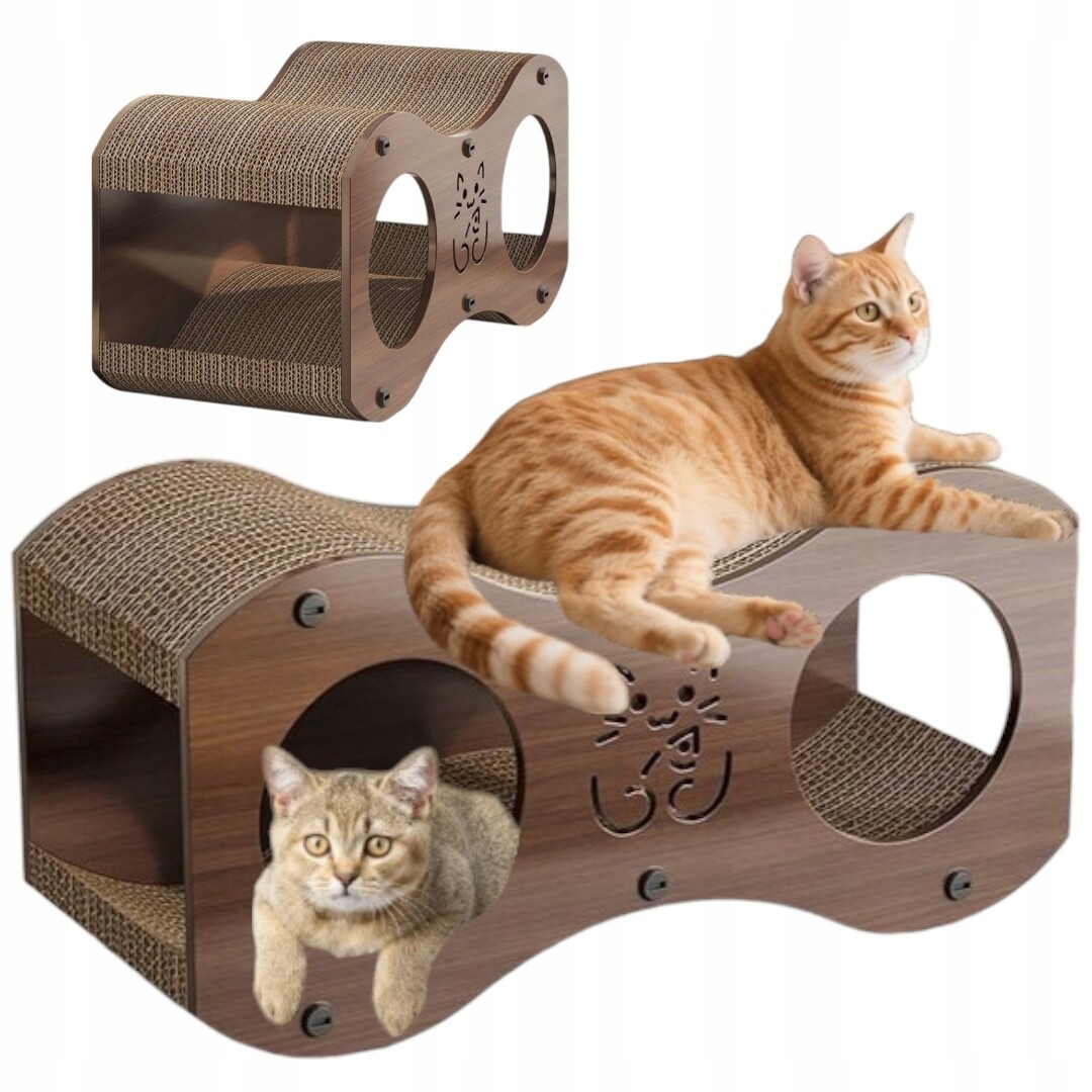 Drapak Domeček Pro Kočky Pelíšek Set 2V1 Patrový 47 x 22 x 23 CM