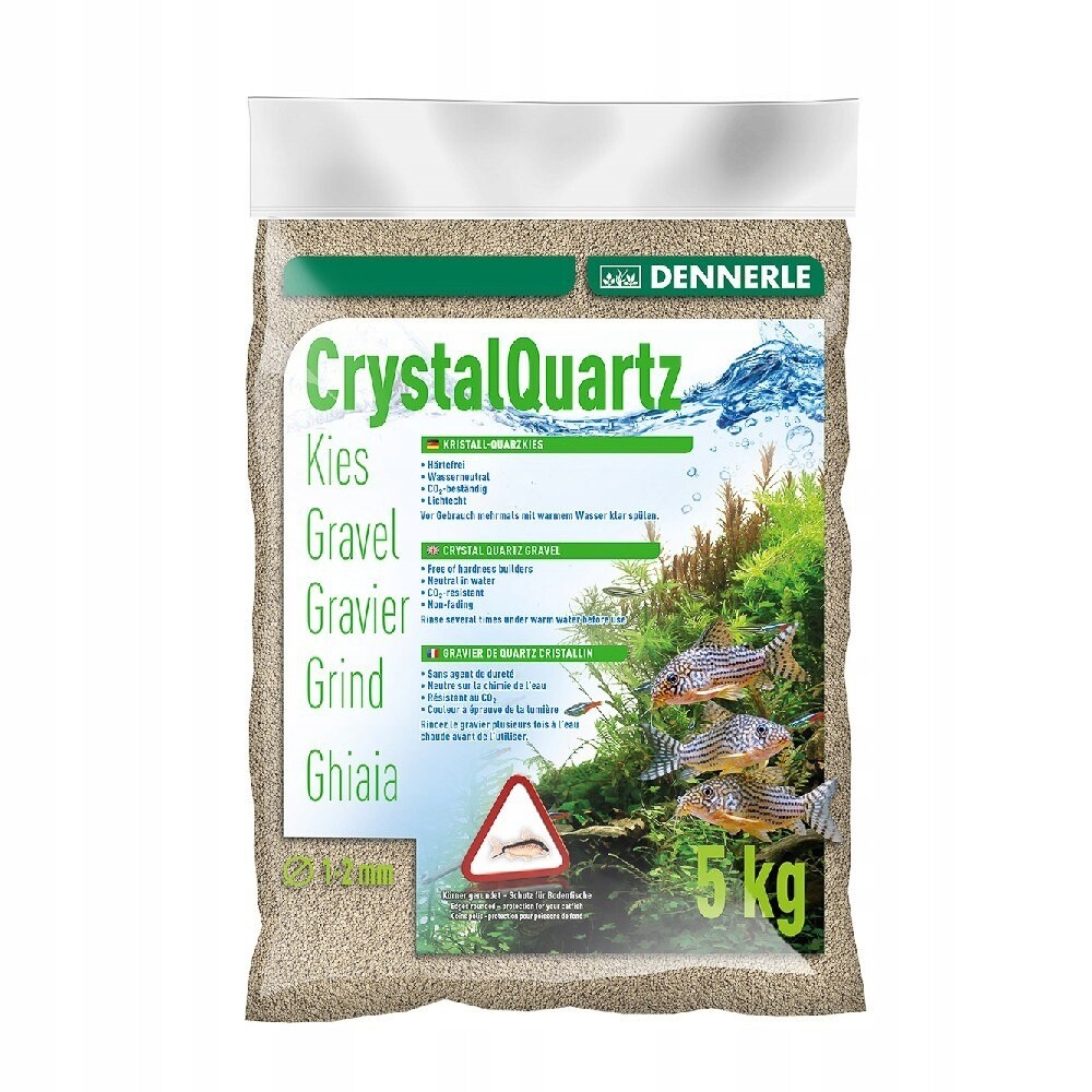 Dennerle Křišťálový křemenný štěrk Kristall-Quarz, 1-2 mm, světle šedý, 5 k