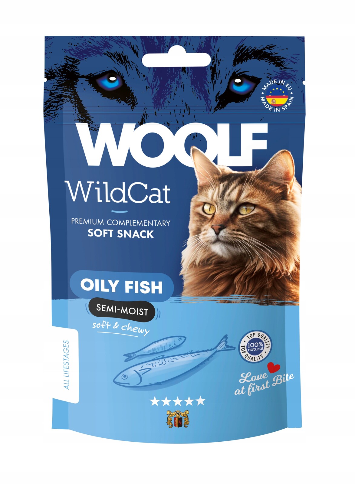 Woolf Wildcat pamlsek Kočka 50g Soft Oily Fish