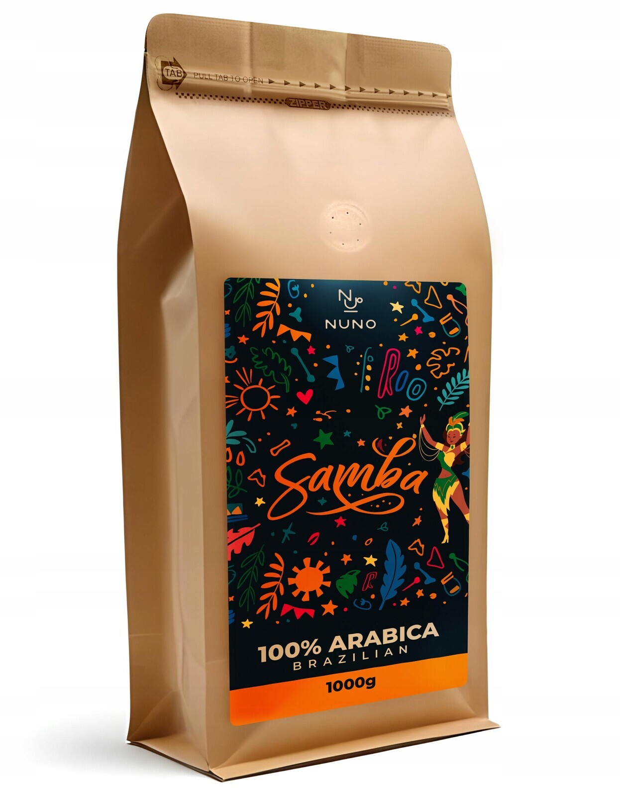 Káva zrnková 100% Arabica Nuno Samba Brazilia 1 kg, čerstvě pražená